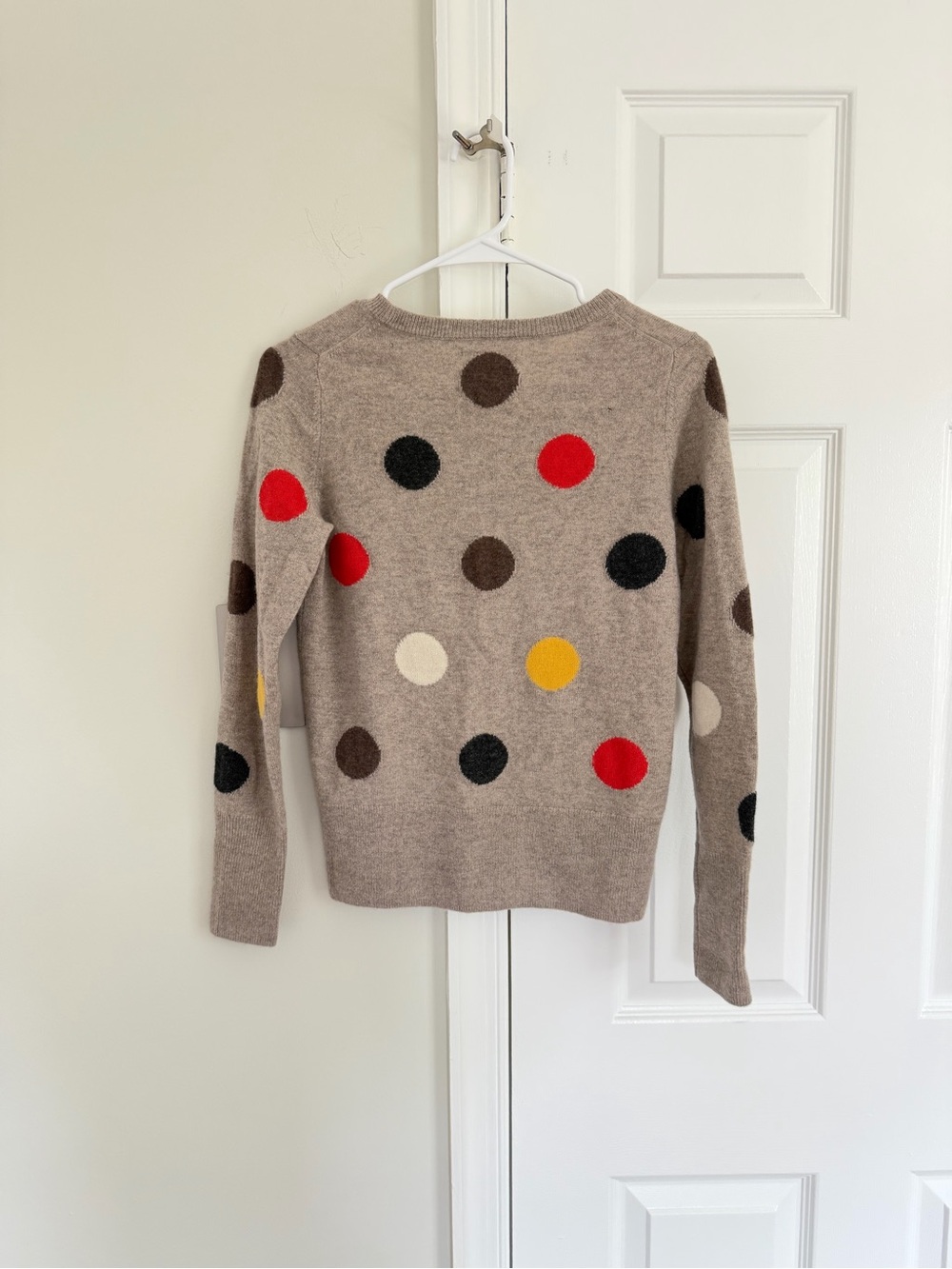 Cynthia Rowley Womens 100% Cashmere Sweater Pullover XS Taupe Polka Dot Preppy - Picture 5 of 10
